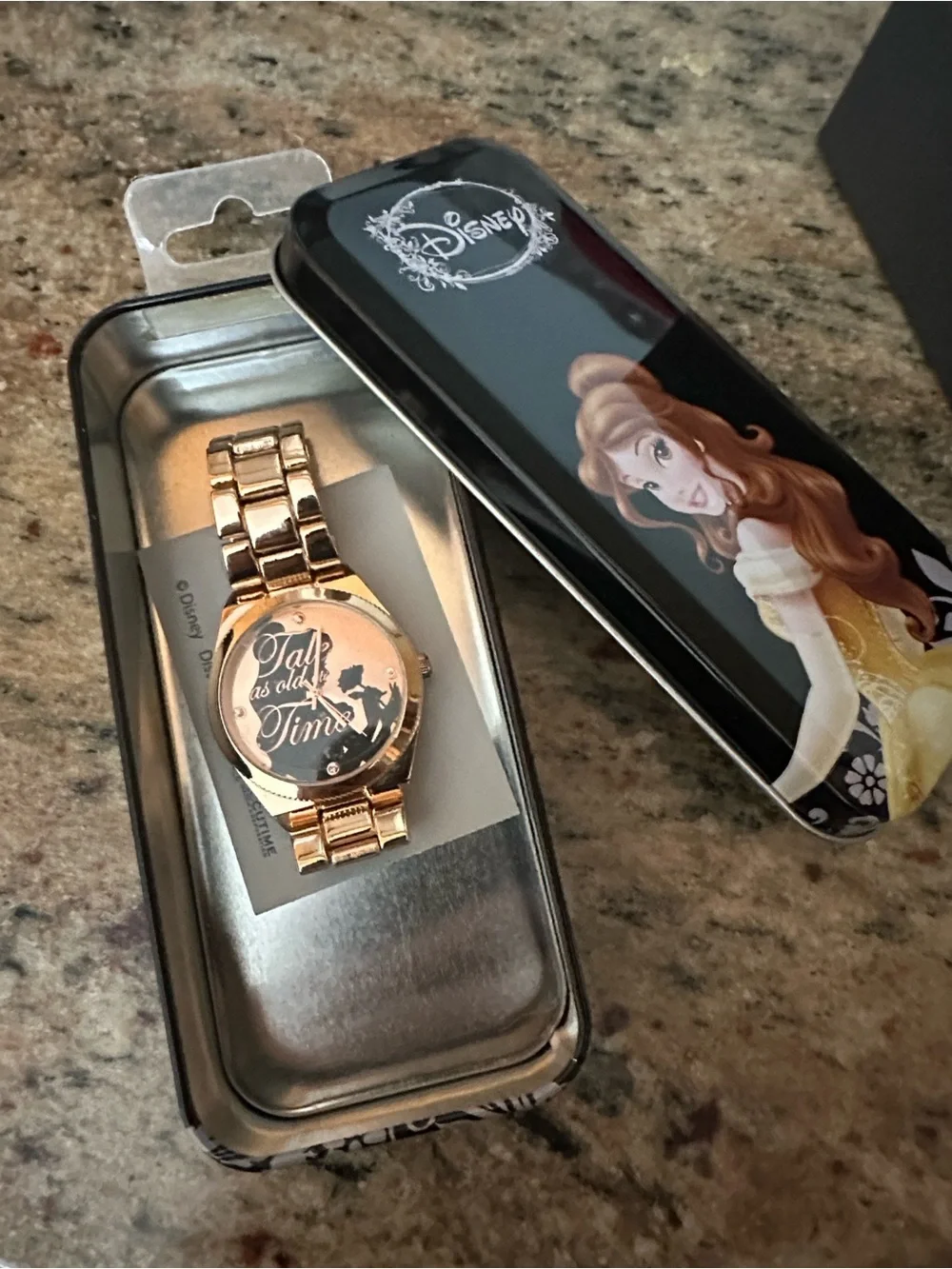 Disney Belle Black Phone Case with Gold and Brown Artwork